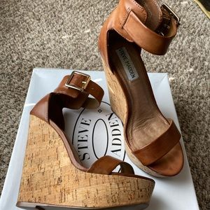 Cognac, Wedge, Platform Sandal